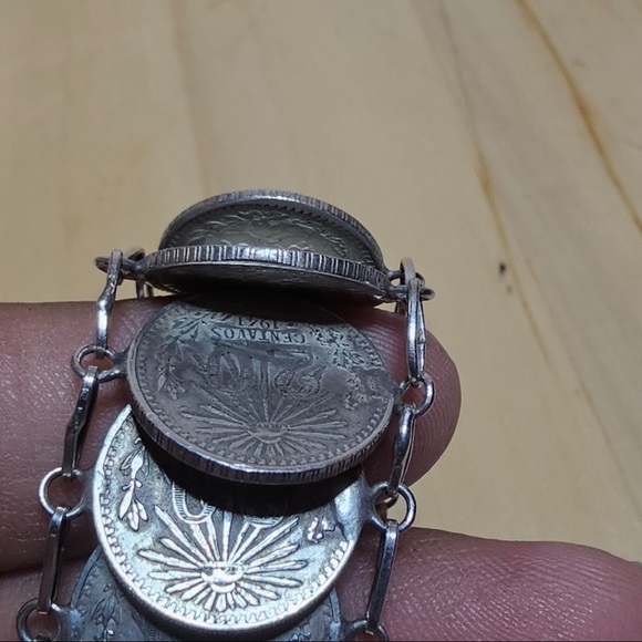 Mexico 20 Centavos .720 Silver Coin Bracelet 20 Coins Measures 8 In Weighs 71g - Picture 5 of 9
